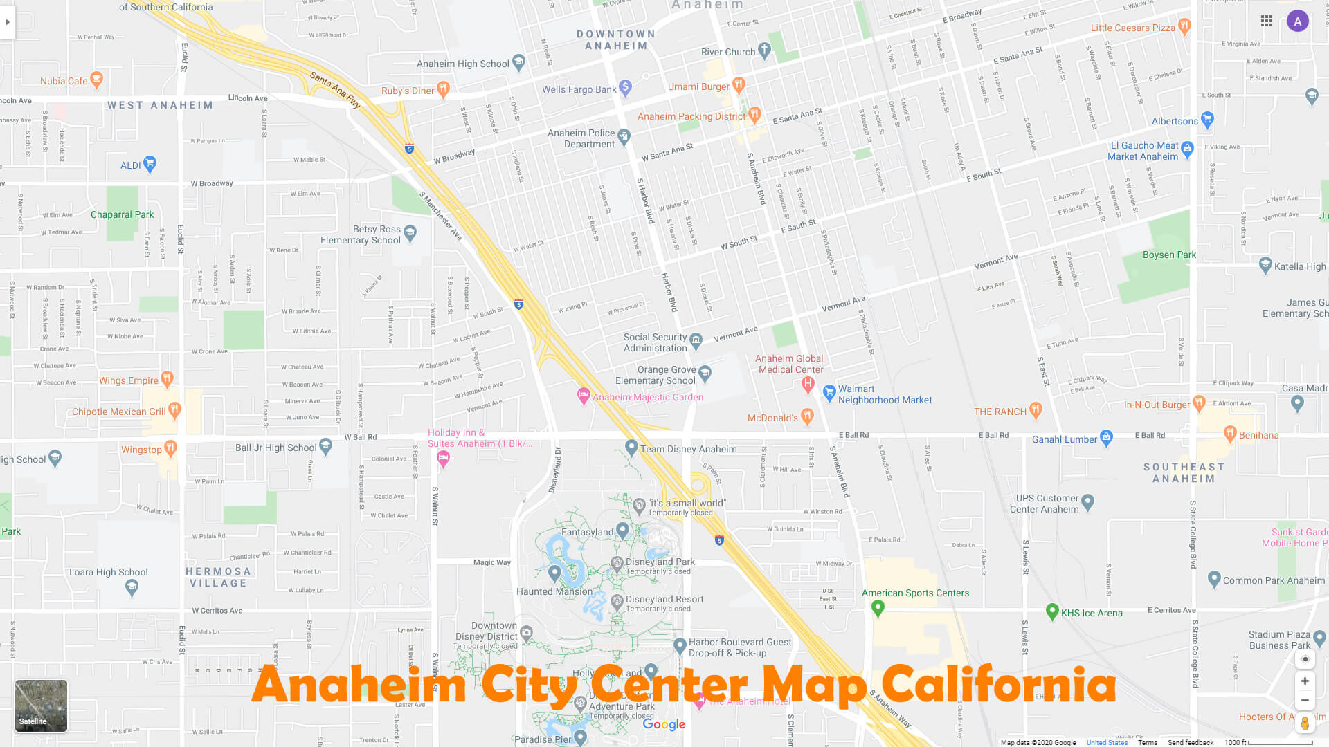 Anaheim City Center Map California